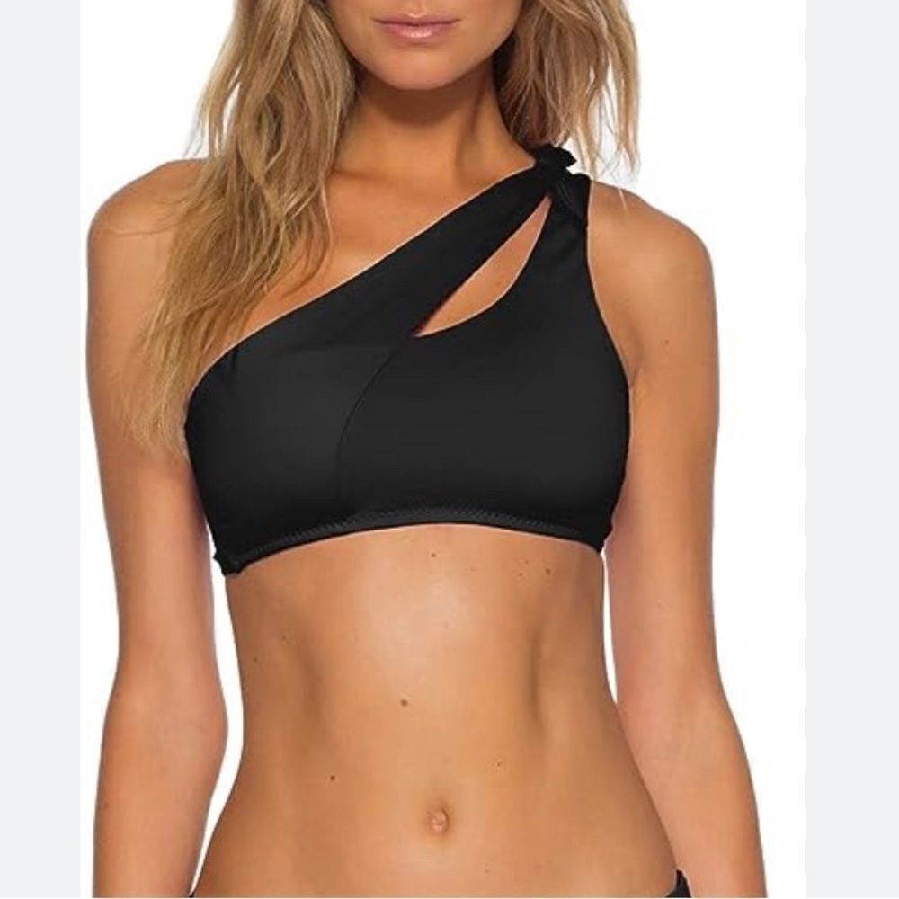 Becca Cutout Tie Back Swim Top Black Small EUC